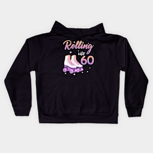 60 Years Old Birthday Girls Rolling Into  60th Birthday Kids Hoodie